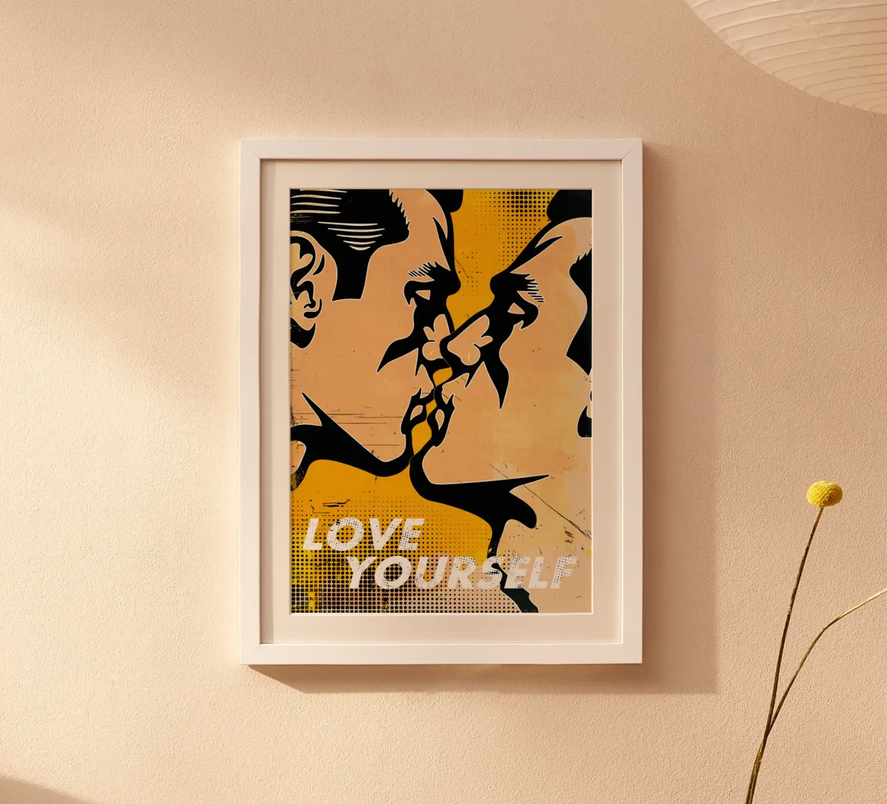 Love Yourself: Pop art homage to self-love poster with plastic frame by Studio Mooodz