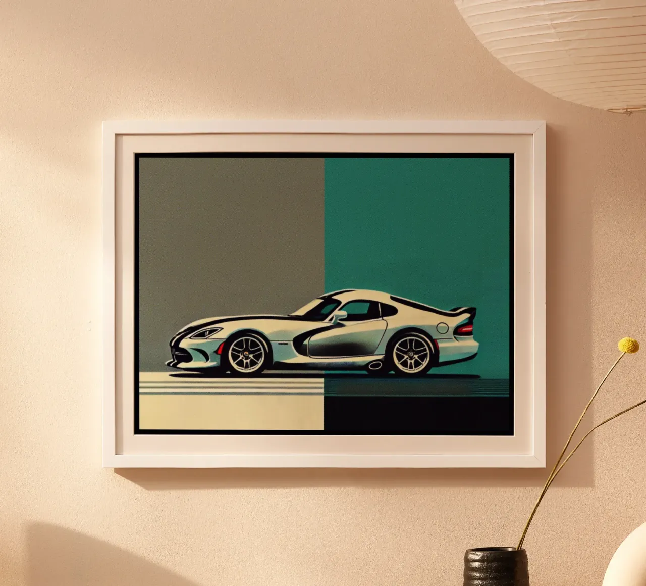 Dodge Viper - Poster vintage poster avec cadre en bois de posterprints-by-nomad