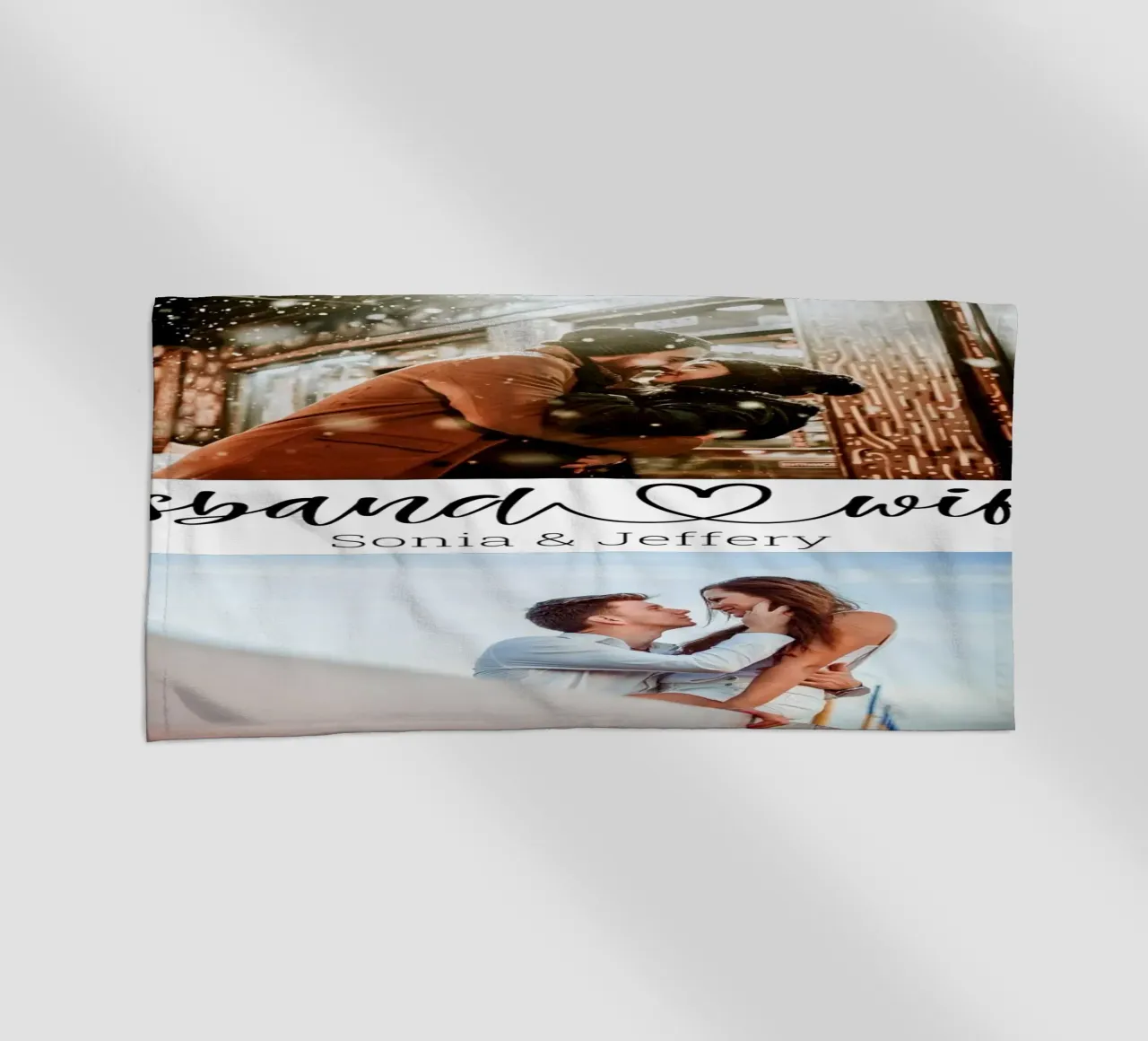 Personalized Husband & Wife Custom Name 6 Photo Collage beach towel by Personalized Art