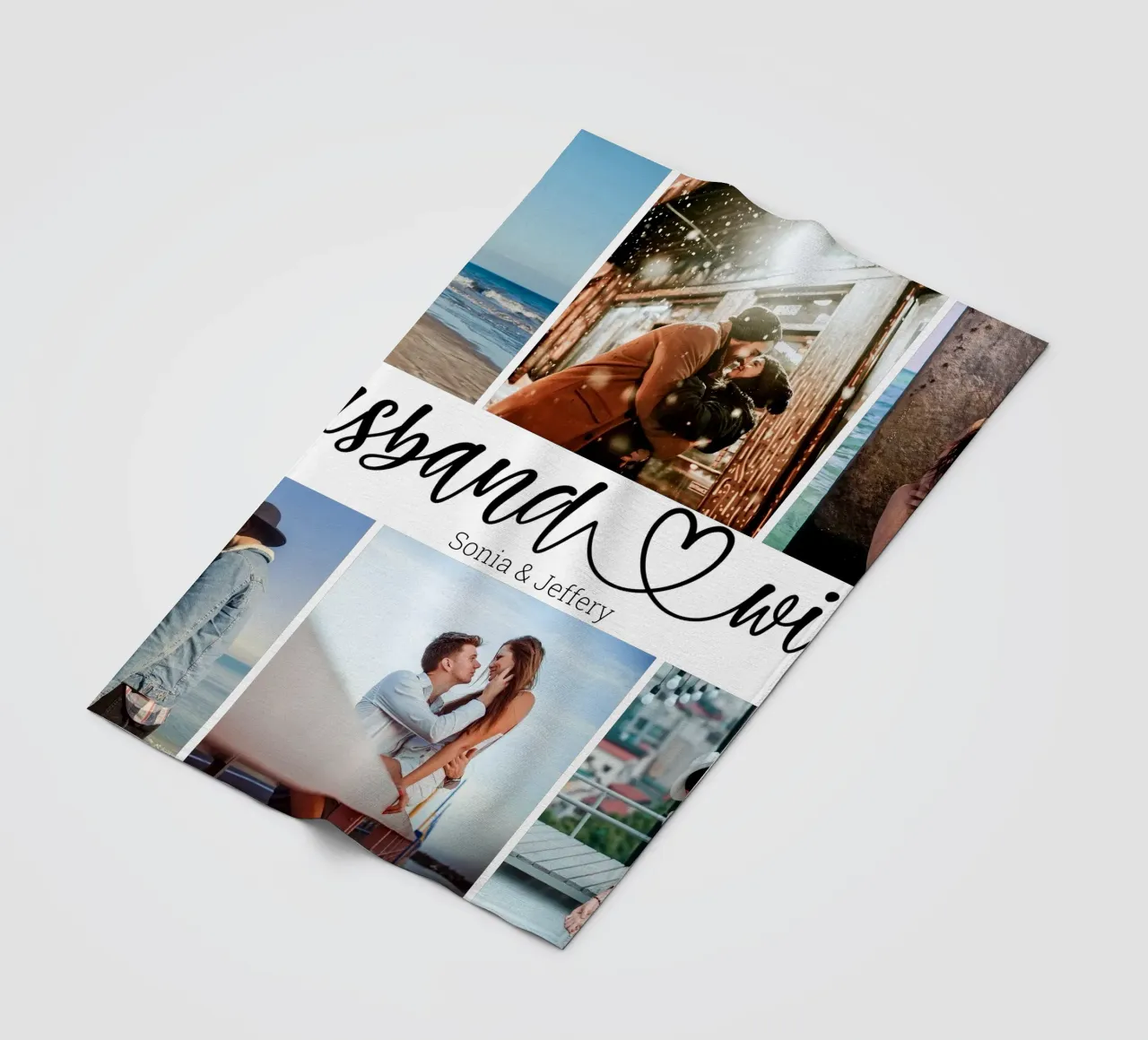 Personalized Husband & Wife Custom Name 6 Photo Collage fleece blanket by Personalized Art