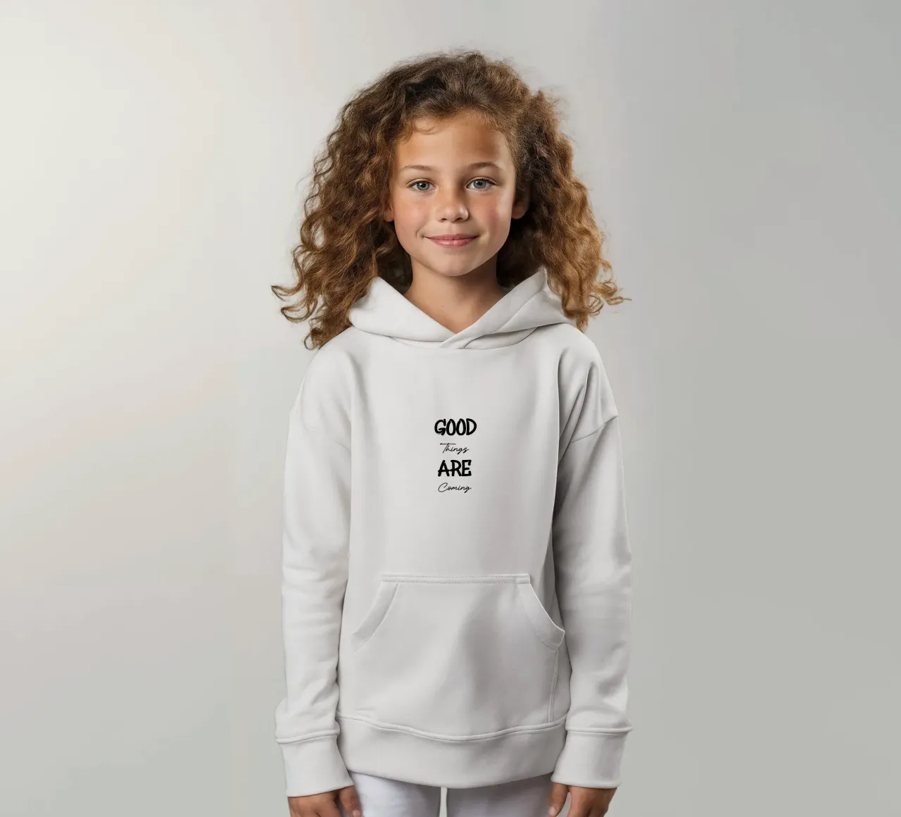 Goede dingen komen eraan Typografie in moderne stijl kinder hoodie van YV TYPOGRAPHY