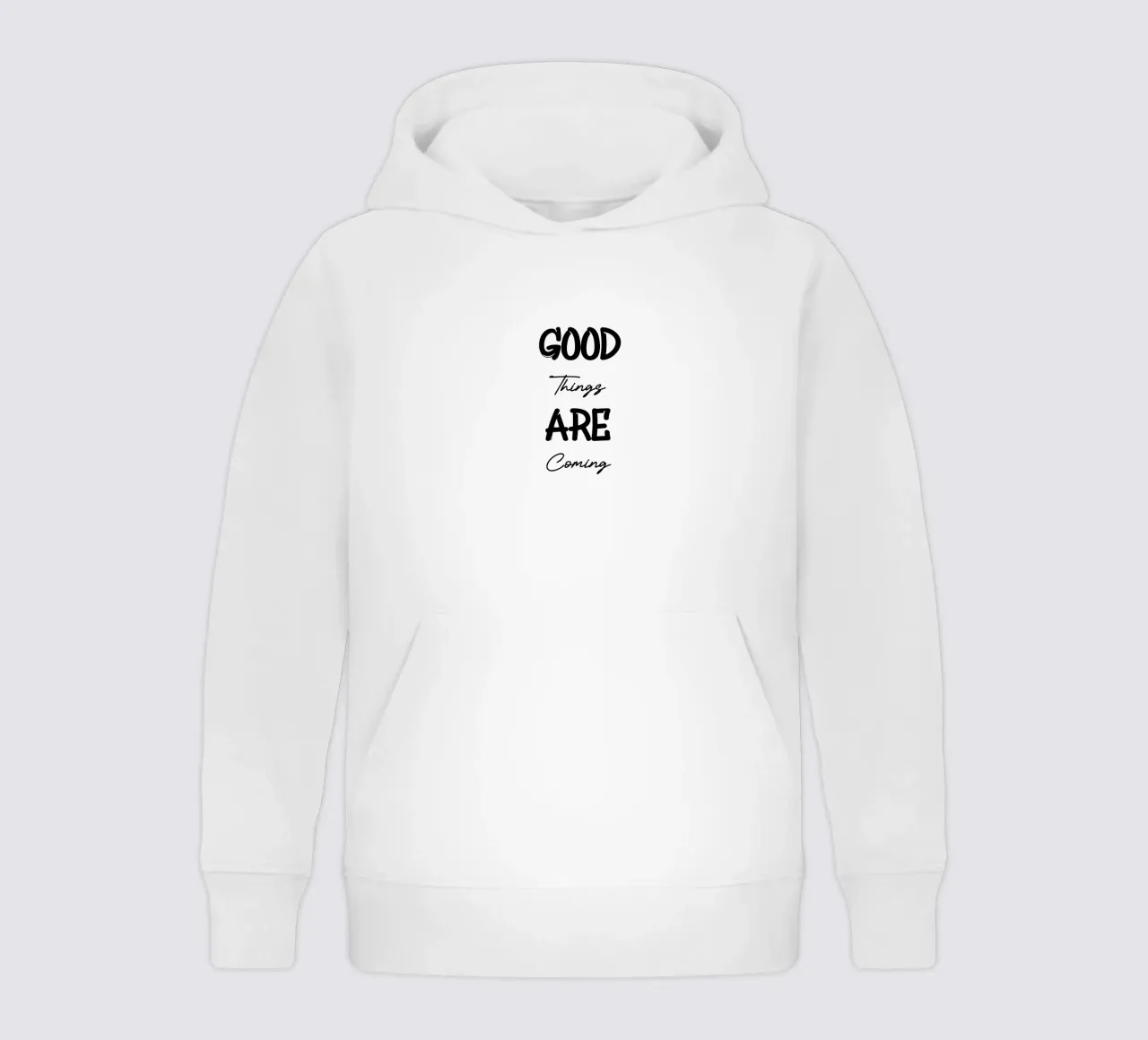 Goede dingen komen eraan Typografie in moderne stijl kinder hoodie van YV TYPOGRAPHY