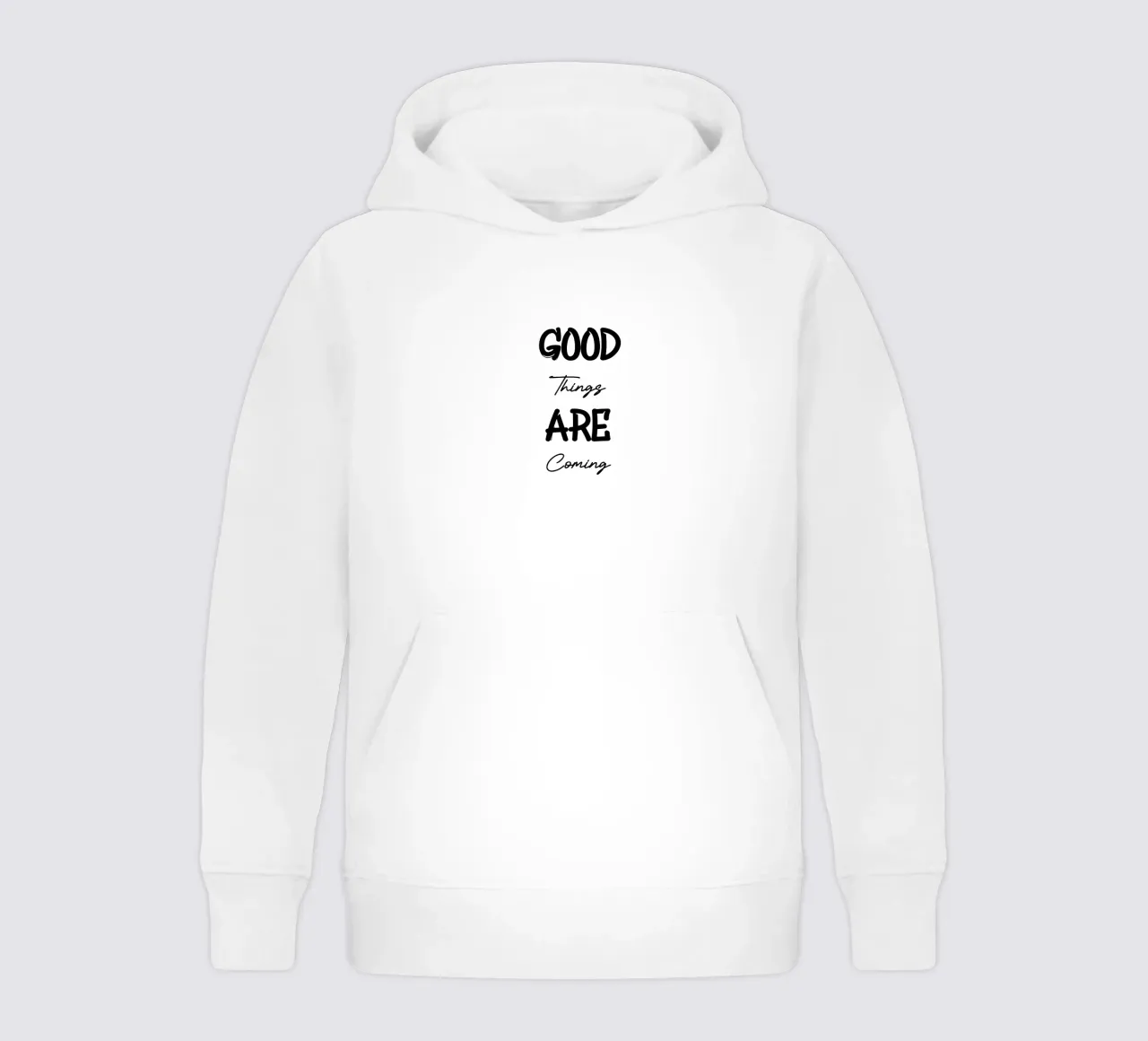 Goede dingen komen eraan Typografie in moderne stijl kinder hoodie van YV TYPOGRAPHY