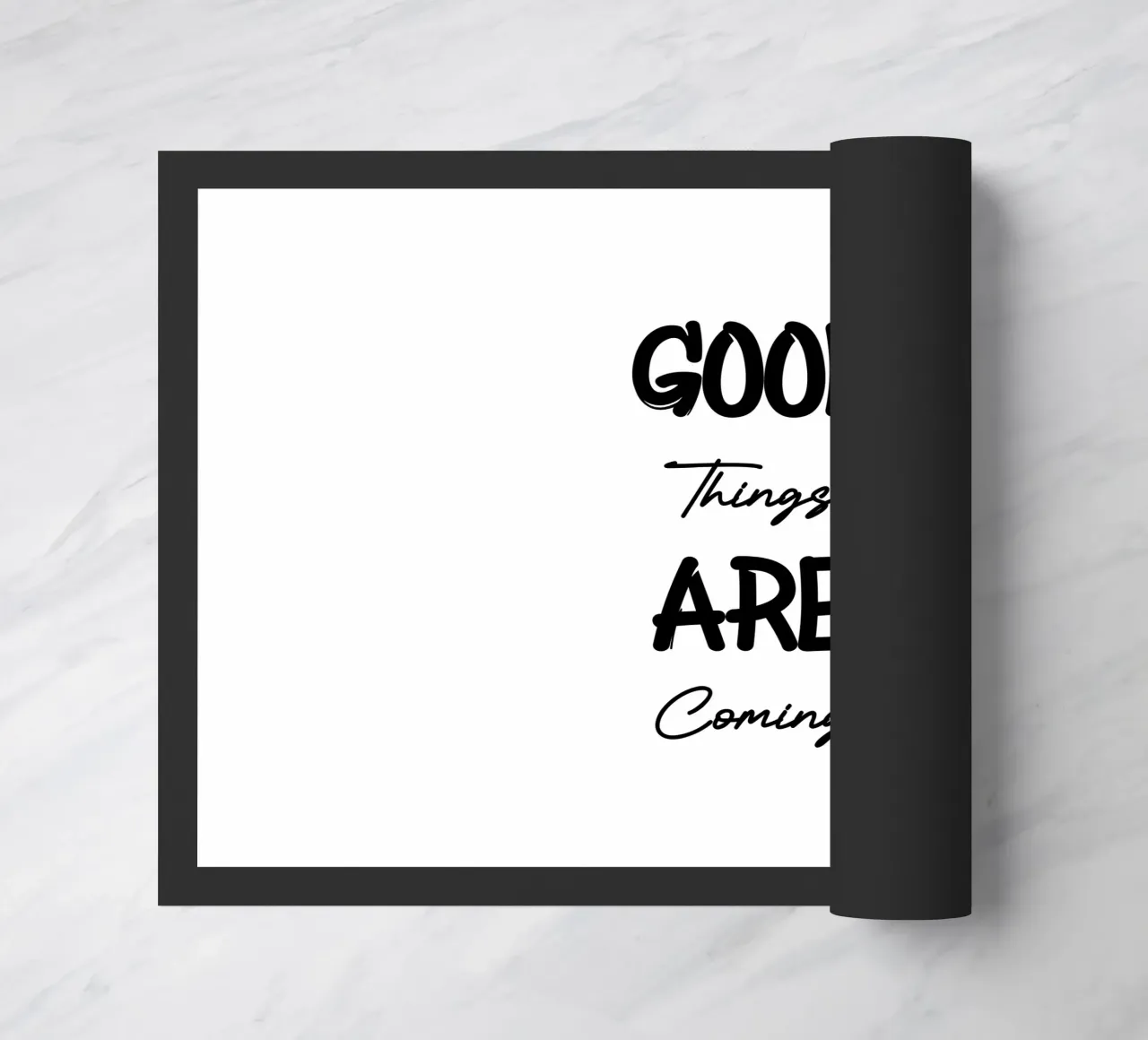 Goede dingen komen eraan Typografie in moderne stijl deurmat van YV TYPOGRAPHY