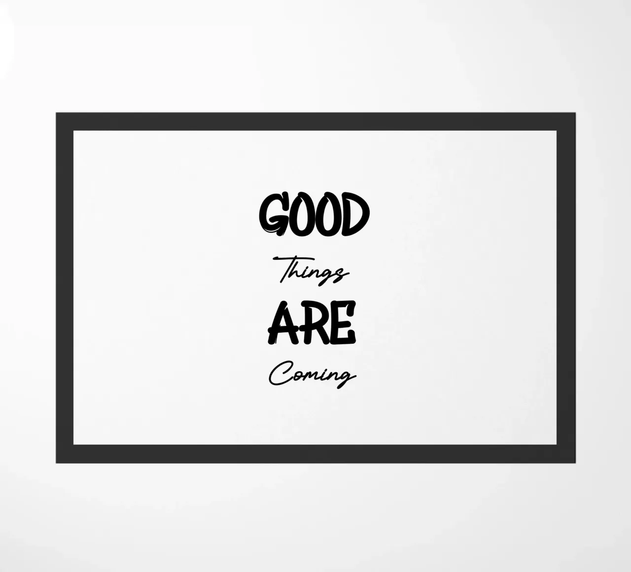 Goede dingen komen eraan Typografie in moderne stijl deurmat van YV TYPOGRAPHY