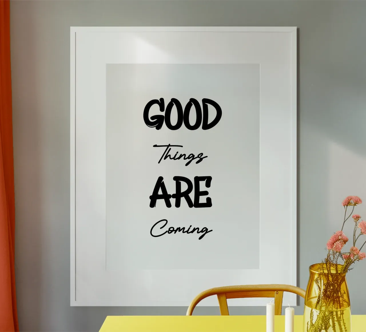 Le cose belle stanno arrivando Tipografia in stile moderno poster con telaio in alluminio da YV TYPOGRAPHY