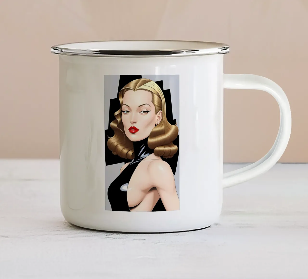 SEDUCTIE emaille mok van ART DECO