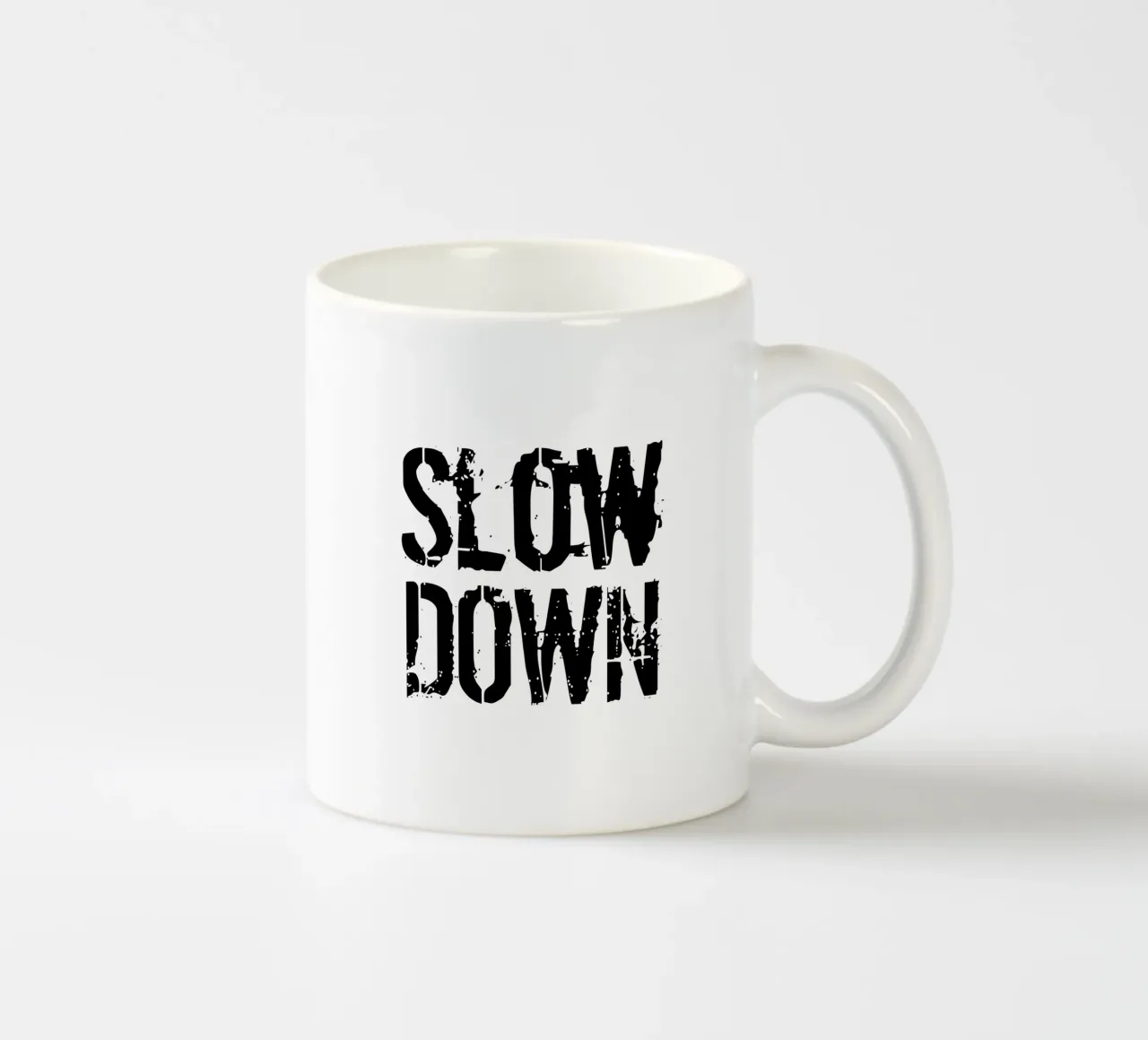Tipografia estetica slow down tazza in ceramica da YV TYPOGRAPHY