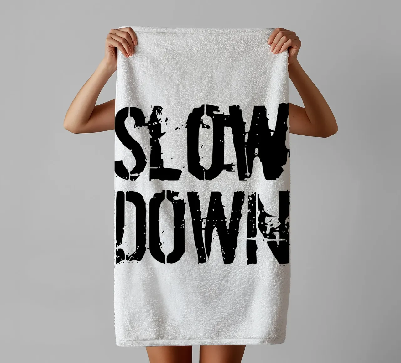 Tipografia estetica slow down asciugamano da bagno da YV TYPOGRAPHY