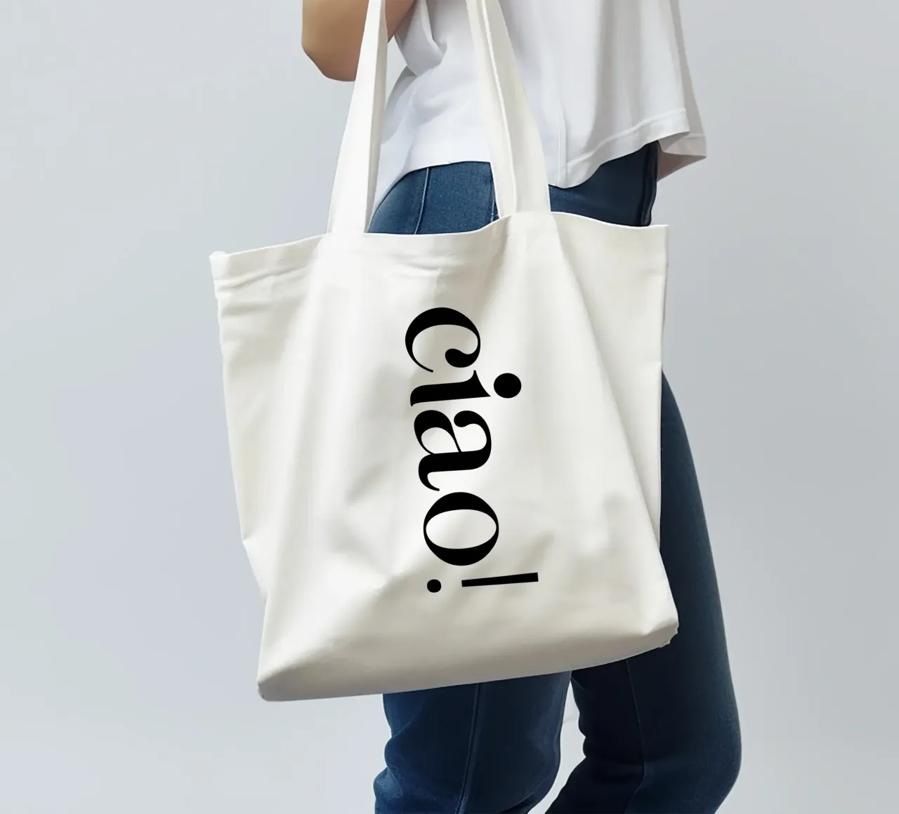 Ciao Simple Minimalist Elegant Typography tote bag by YV TYPOGRAPHY