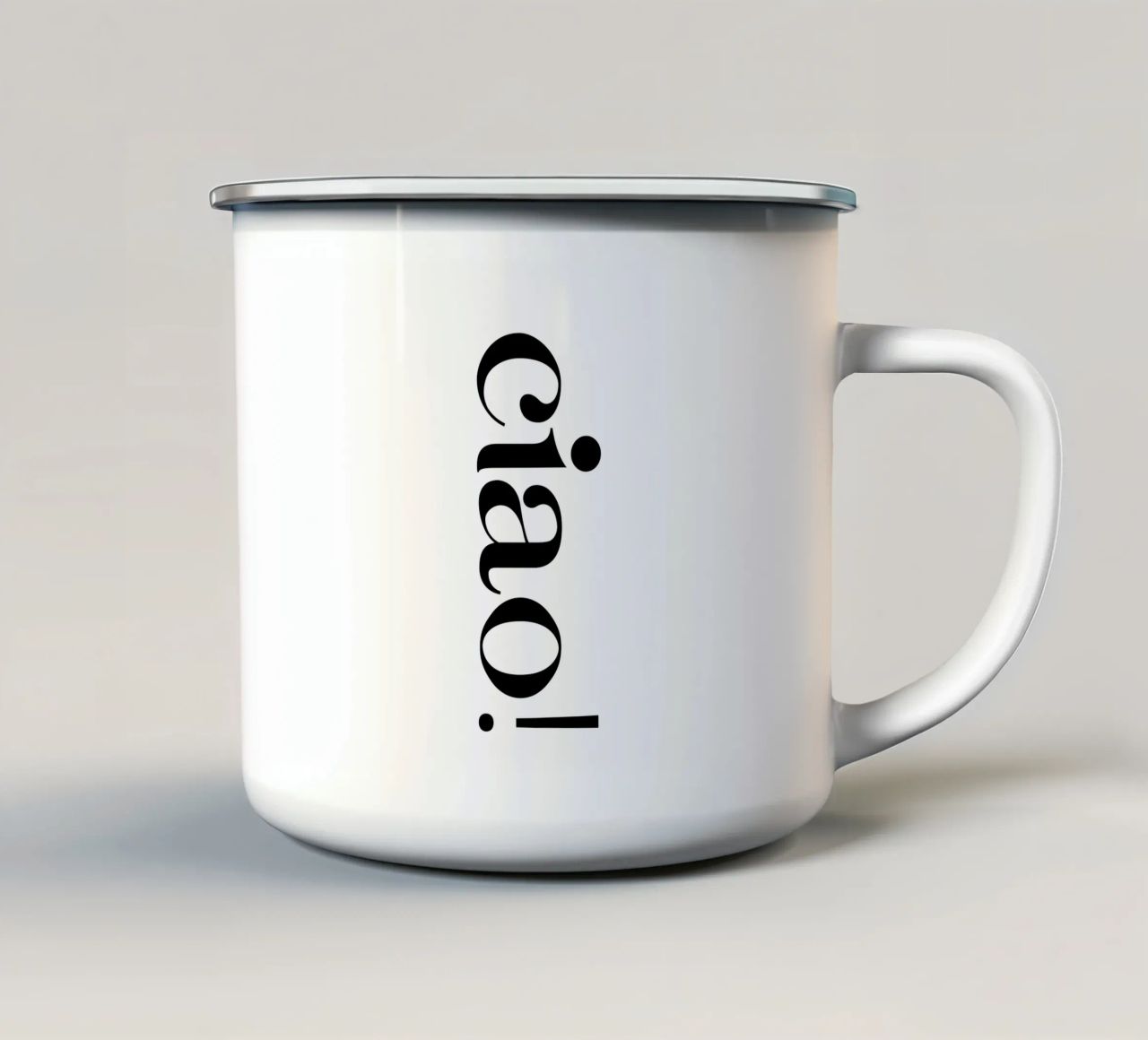 Ciao Semplice tipografia minimalista ed elegante tazza in smalto da YV TYPOGRAPHY