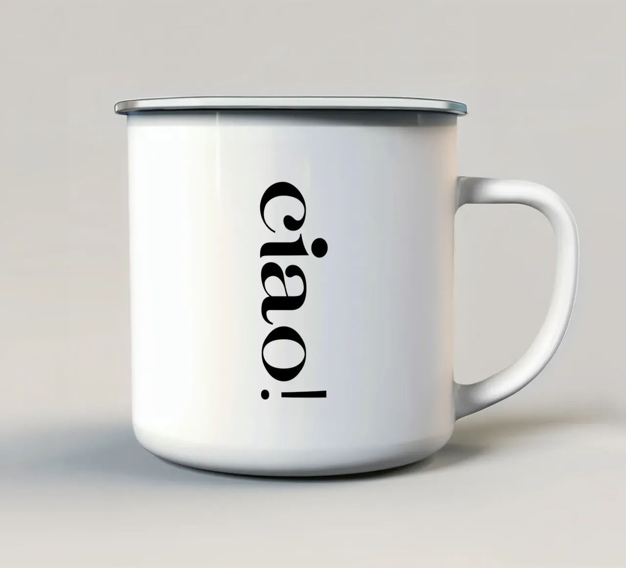 Ciao Einfache, minimalistische, elegante Typografie Emaille Tasse von YV TYPOGRAPHY