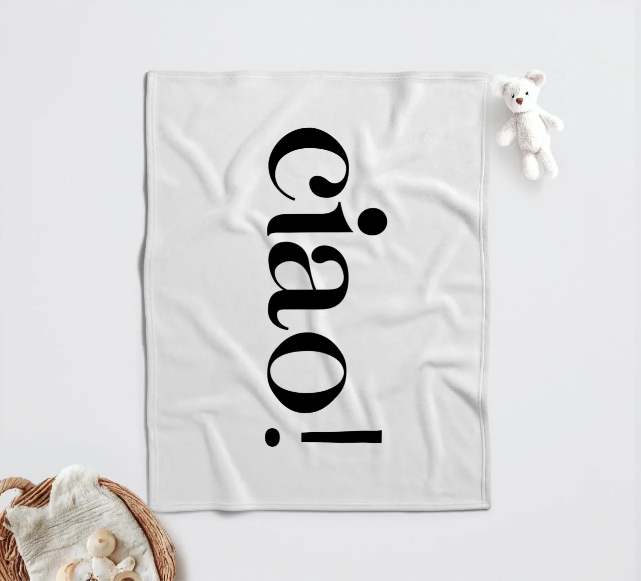 Ciao Simple Minimalist Elegant Typography fleece blanket by YV TYPOGRAPHY