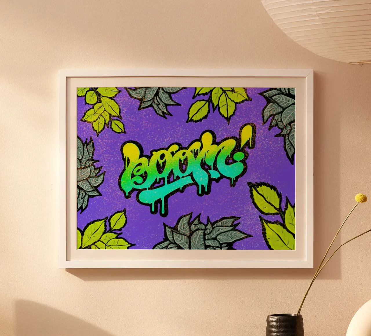 Boom poster with wooden frame by Glettering