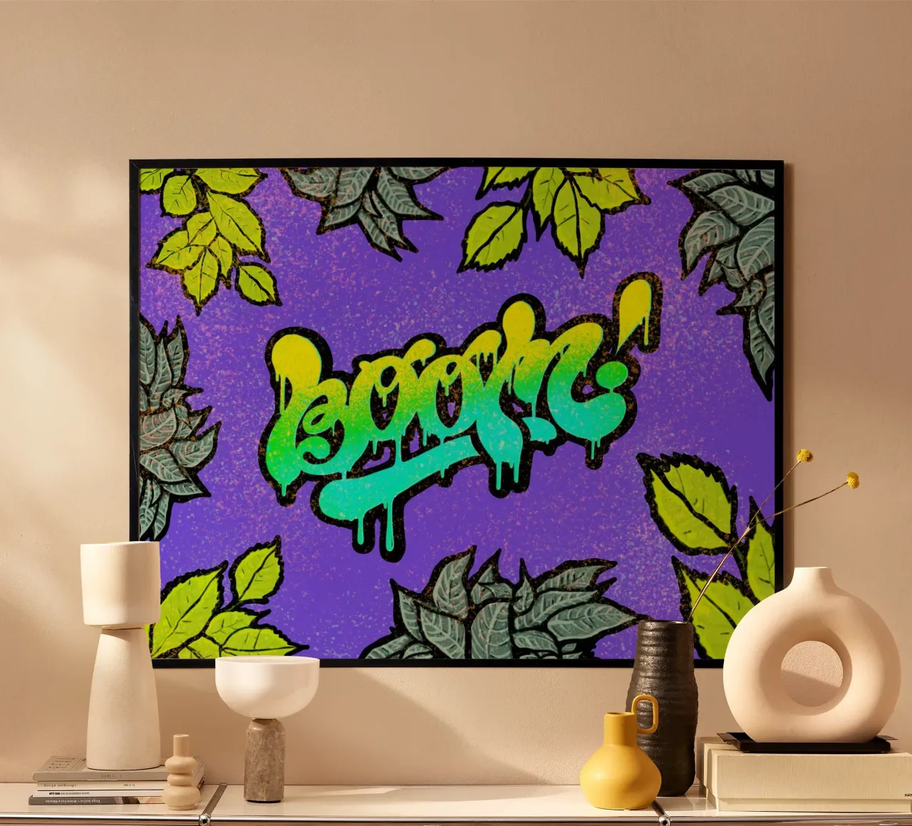 Boom poster with wooden frame by Glettering