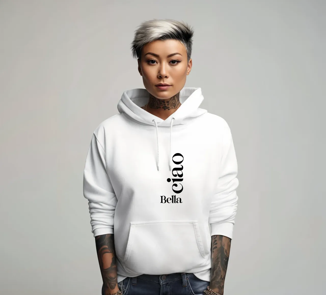 Bella Ciao Tipografia semplice moderna e minimalista felpa con cappuccio da YV TYPOGRAPHY