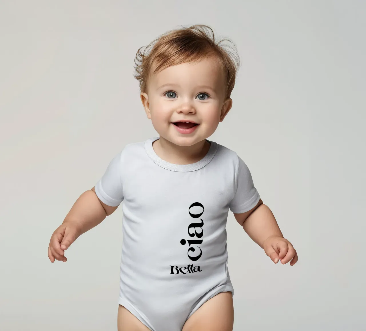 Bella Ciao Simple Modern Minimalist Typography short-sleeve baby romper by YV TYPOGRAPHY
