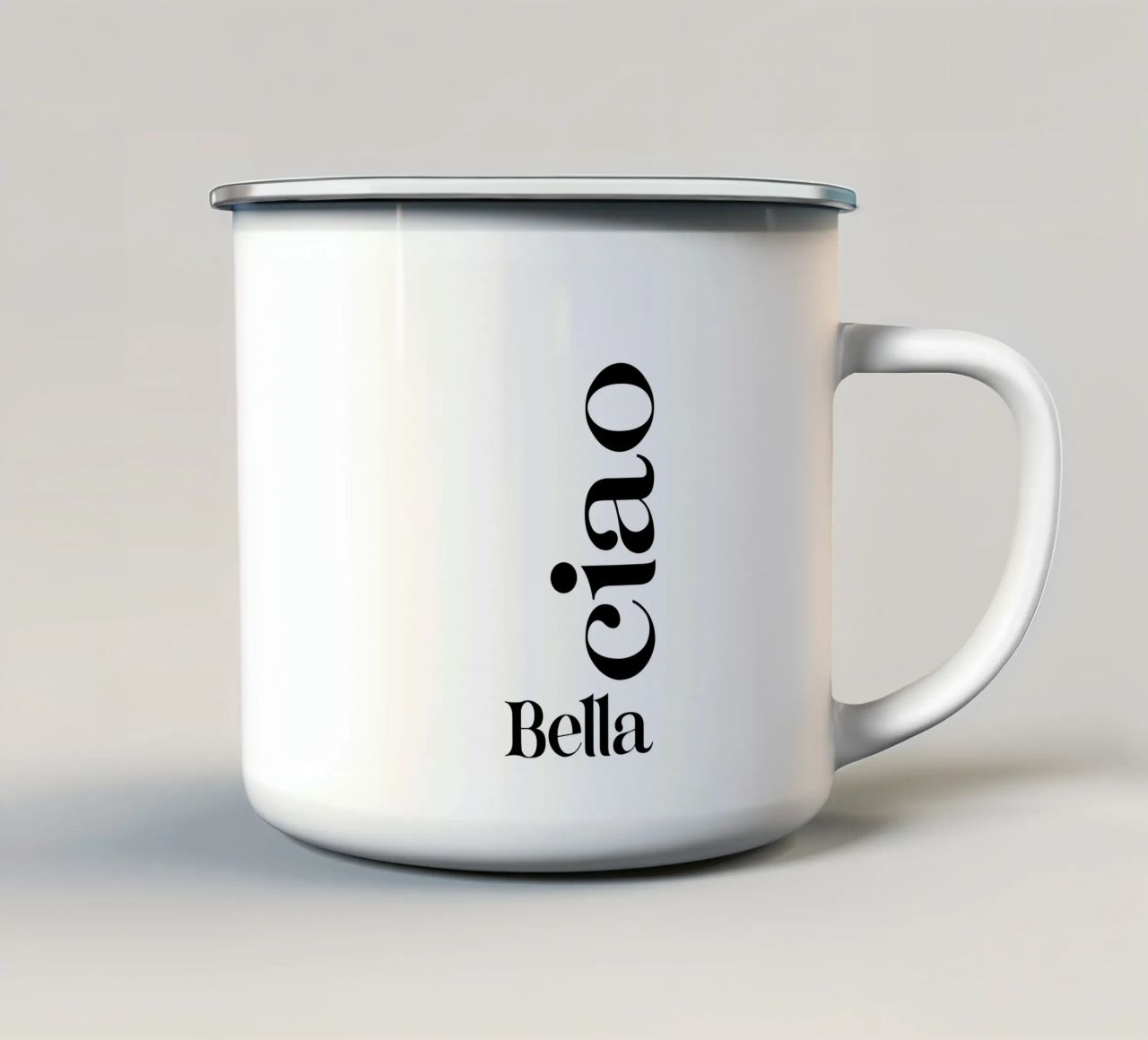 Bella Ciao Tipografia semplice moderna e minimalista tazza in smalto da YV TYPOGRAPHY