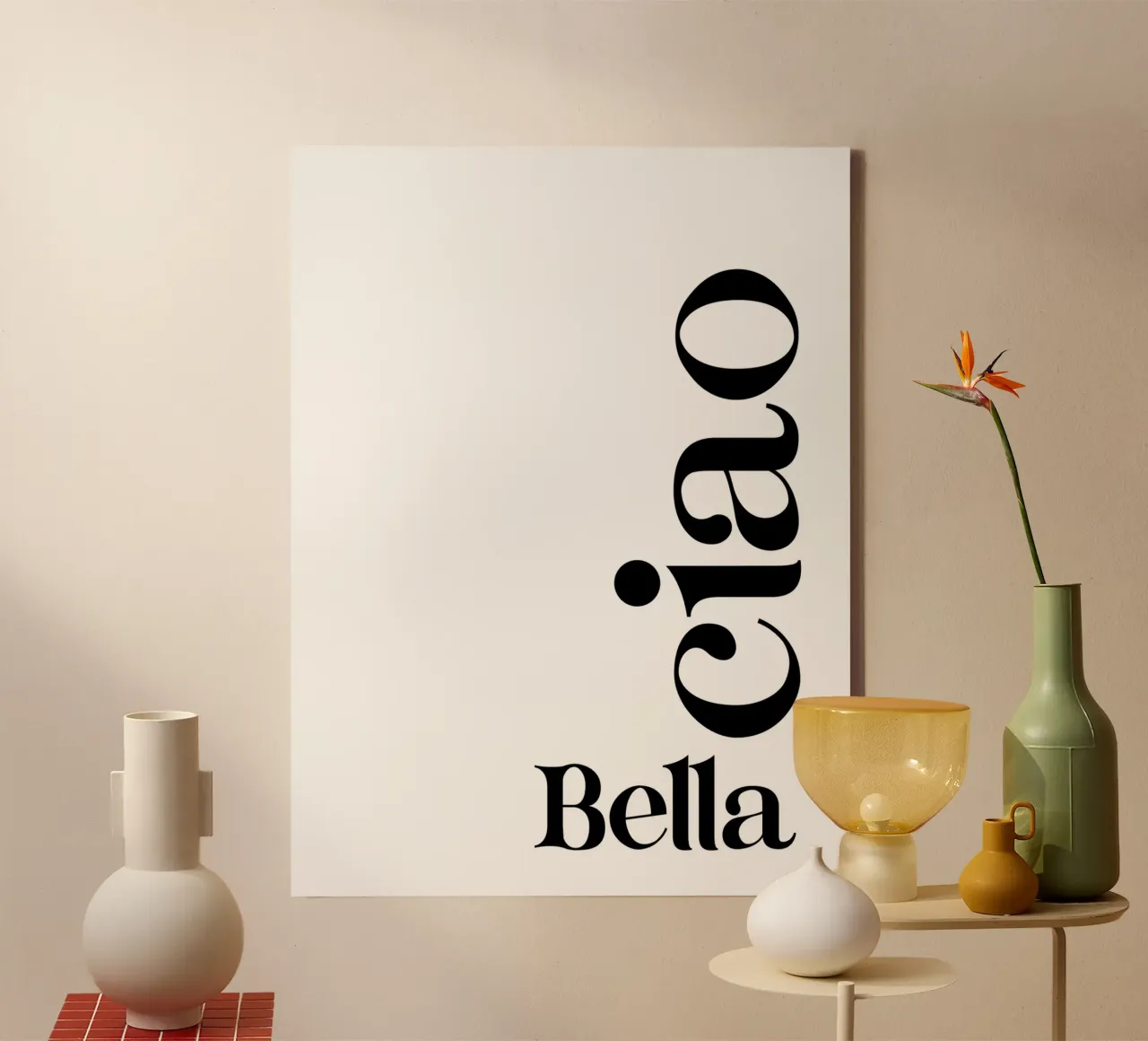 Bella Ciao Einfache, moderne, minimalistische Typografie Leinwand von YV TYPOGRAPHY