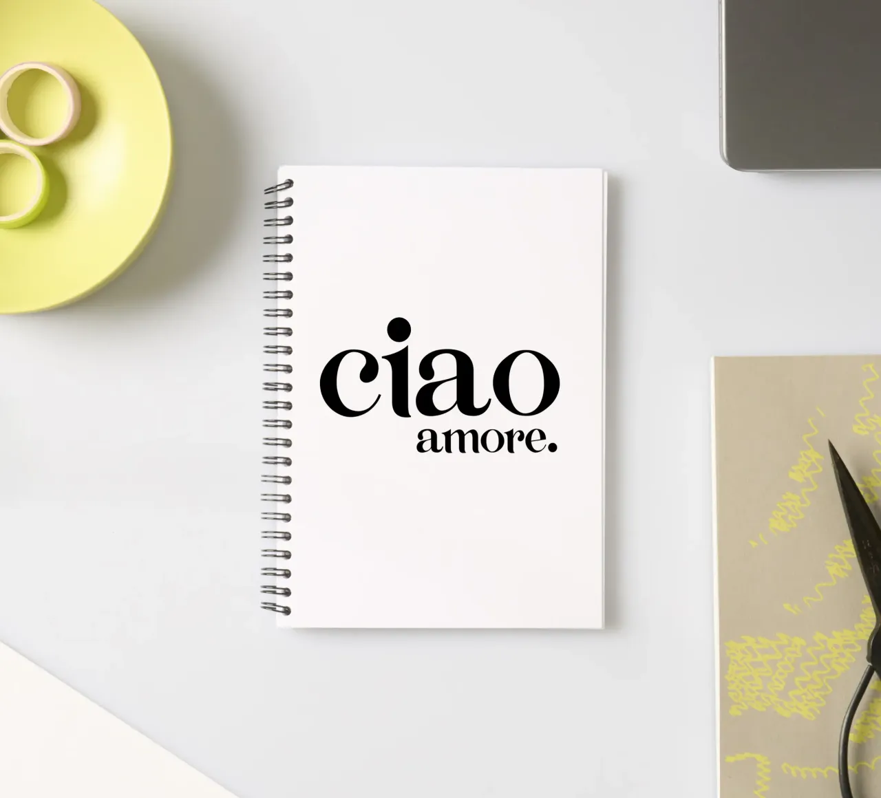 Ciao Amore Simple Modern Minimalist Typography spiral notebook by YV TYPOGRAPHY
