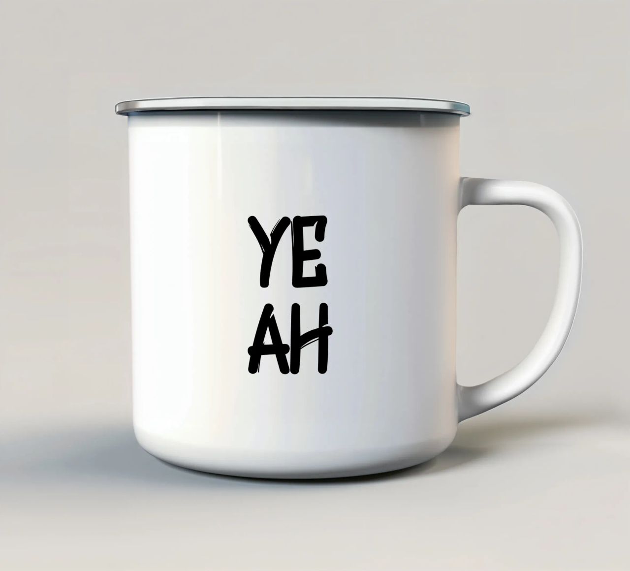 Ye Ah Semplice tipografia moderna e minimalista tazza in smalto da YV TYPOGRAPHY