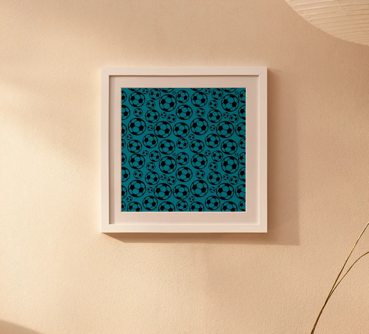 Footballs poster with wooden frame by baobabprintstore