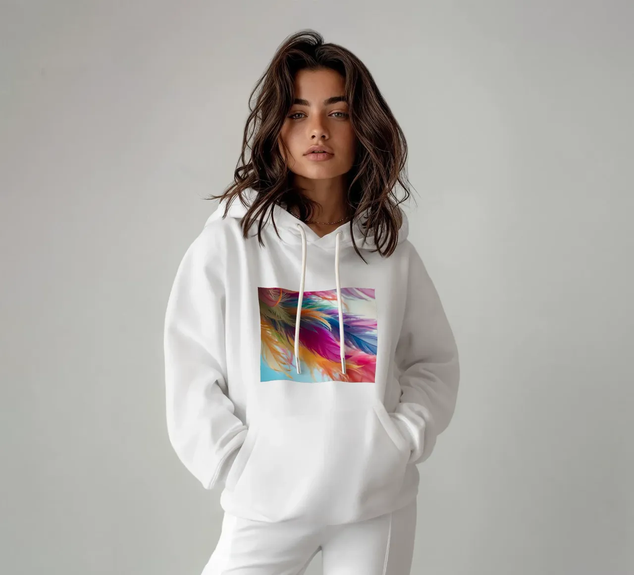 Le piume vibranti mostrano un arcobaleno di colori felpa con cappuccio da DesignDoodle