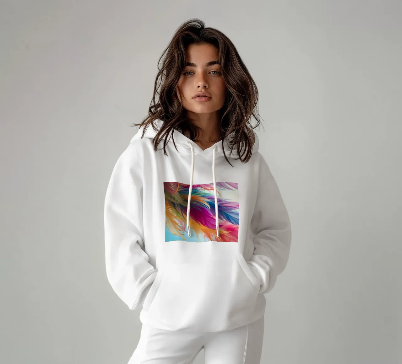 Le piume vibranti mostrano un arcobaleno di colori felpa con cappuccio da DesignDoodle