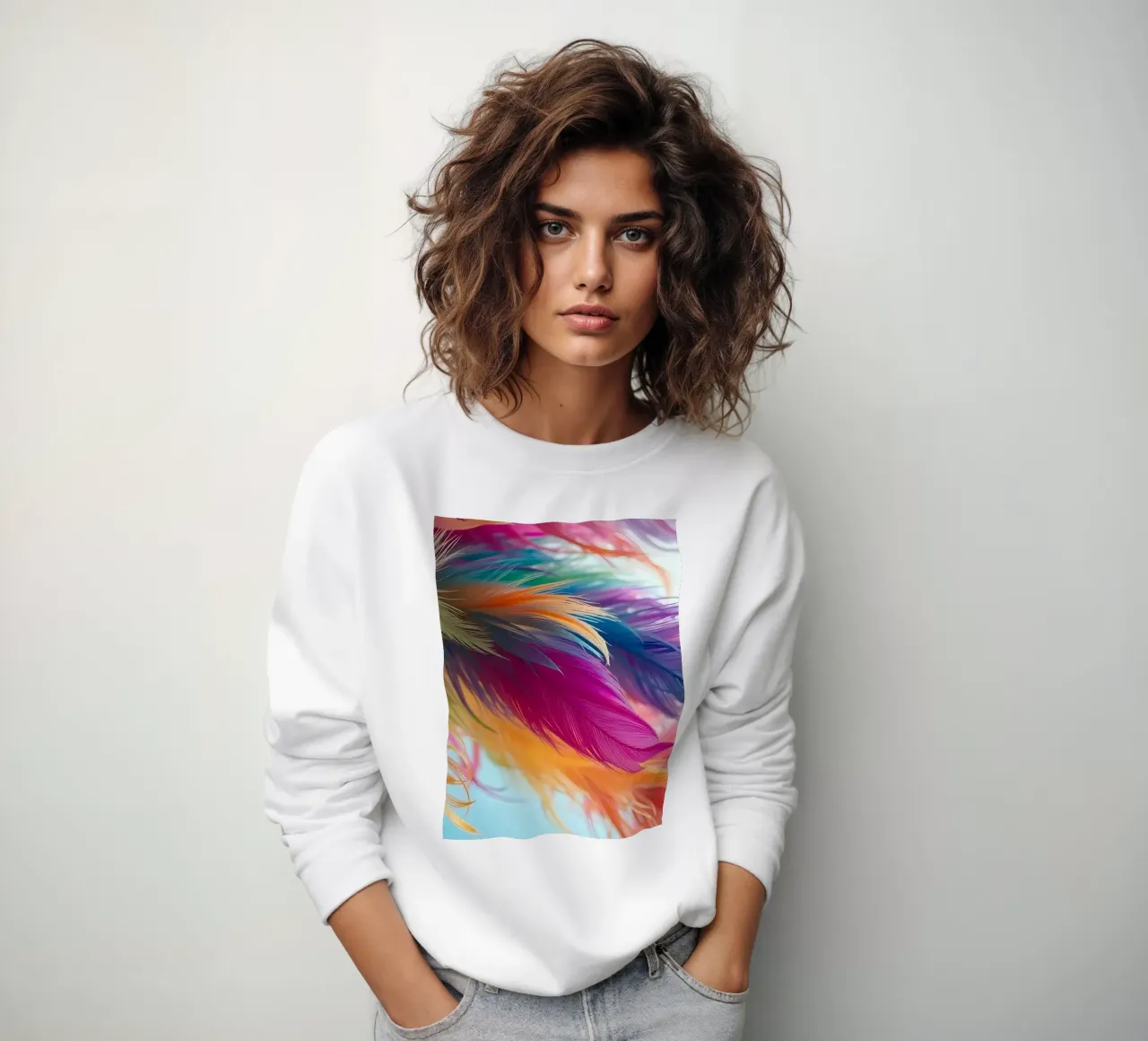 Le piume vibranti mostrano un arcobaleno di colori felpa da DesignDoodle