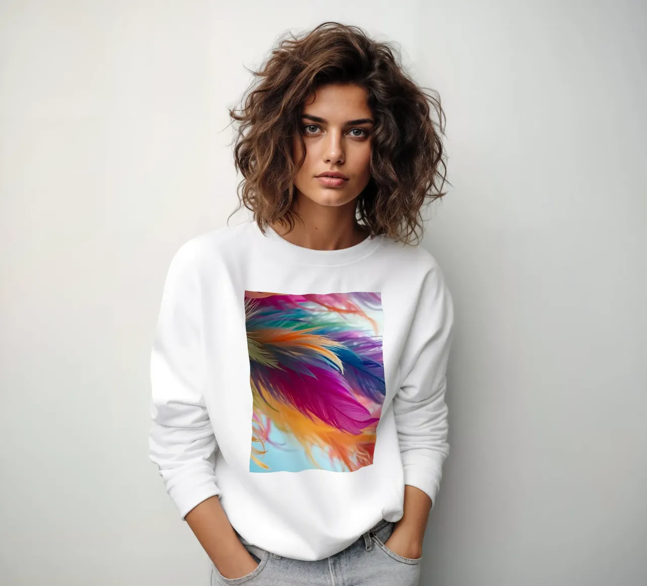 Le piume vibranti mostrano un arcobaleno di colori felpa da DesignDoodle