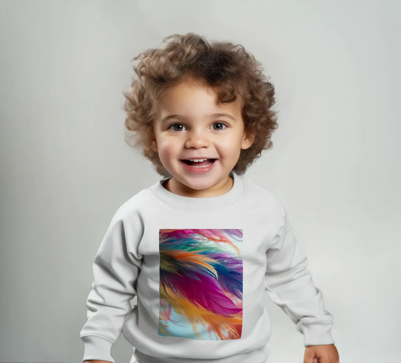 Vibrant feathers display a rainbow of colors baby sweatshirt by DesignDoodle