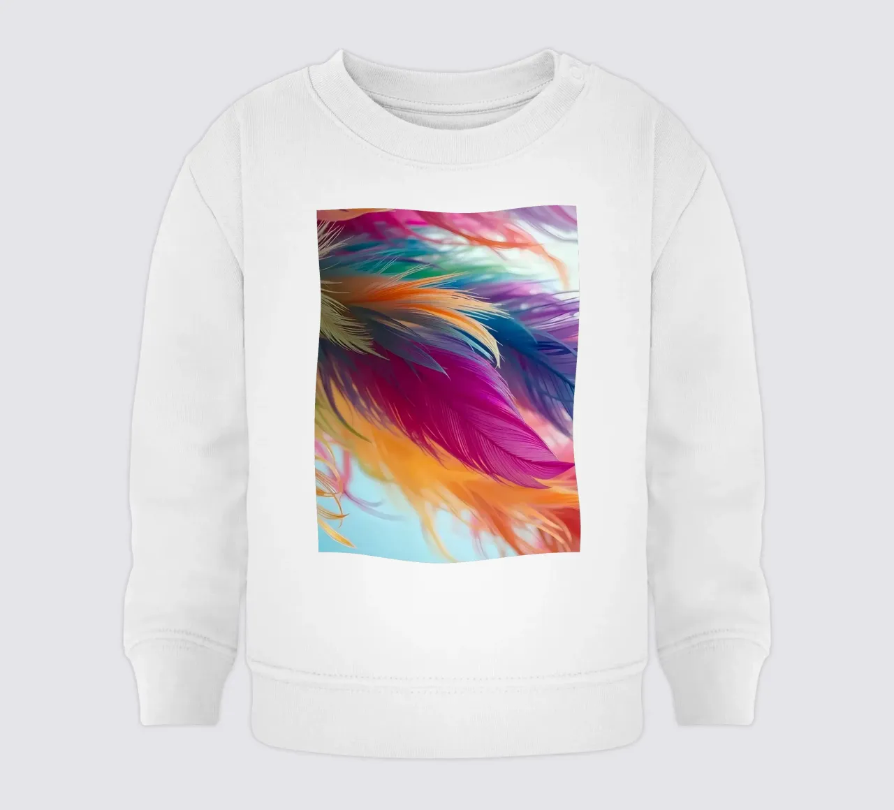 Vibrant feathers display a rainbow of colors baby sweatshirt by DesignDoodle