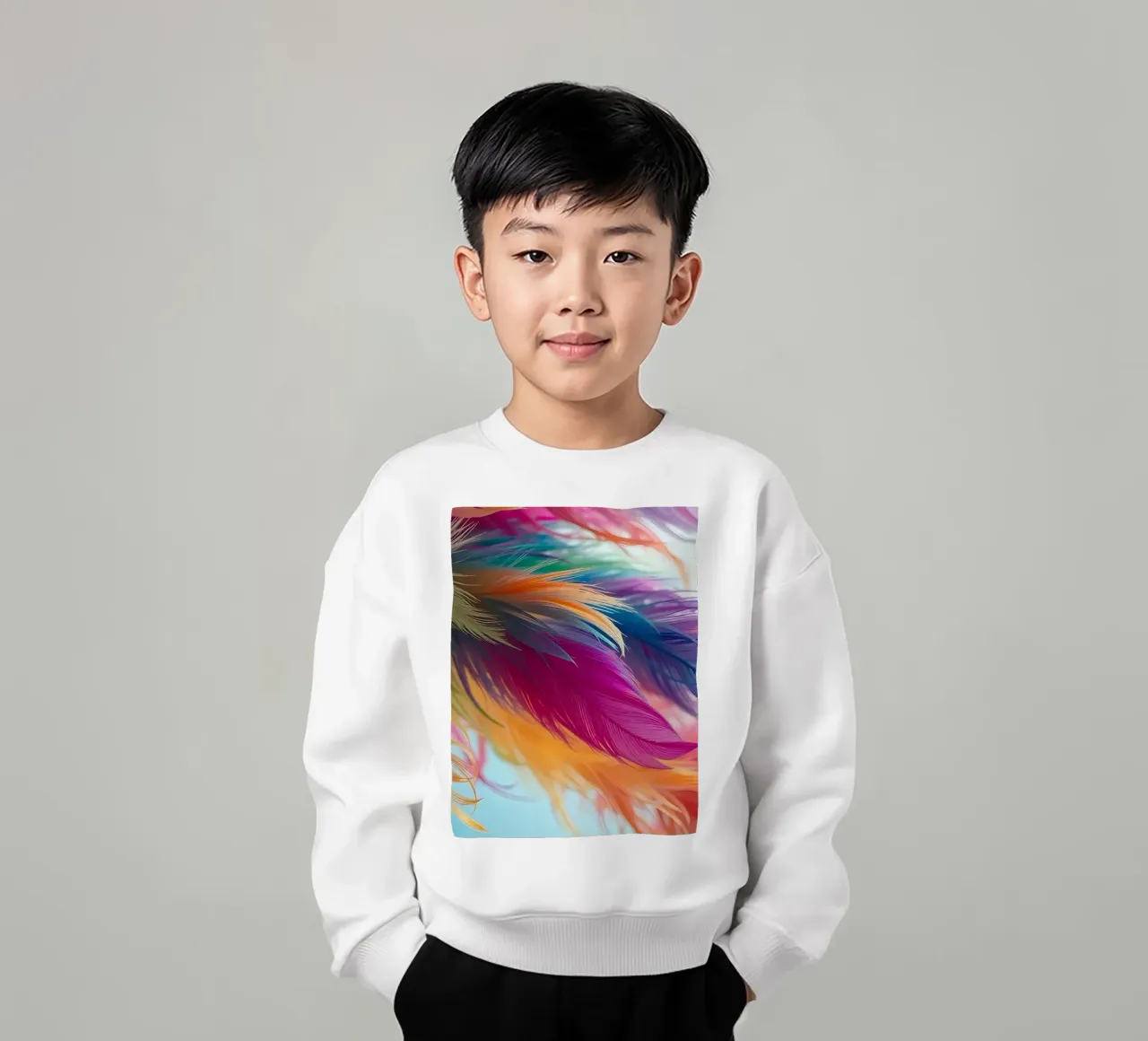 Le piume vibranti mostrano un arcobaleno di colori felpa bambino da DesignDoodle