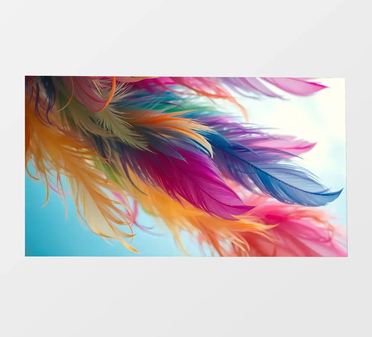 Vibrant feathers display a rainbow of colors pellicola backlit da DesignDoodle