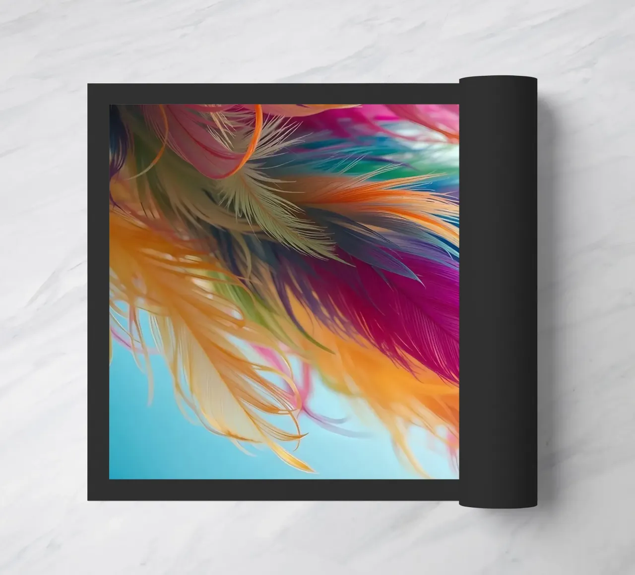 Le piume vibranti mostrano un arcobaleno di colori zerbino da DesignDoodle