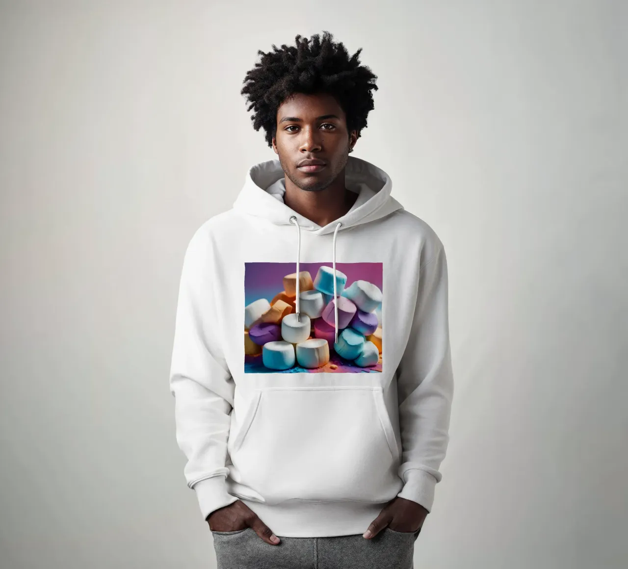 Marshmallow colorati impilati in modo giocoso felpa con cappuccio da DesignDoodle