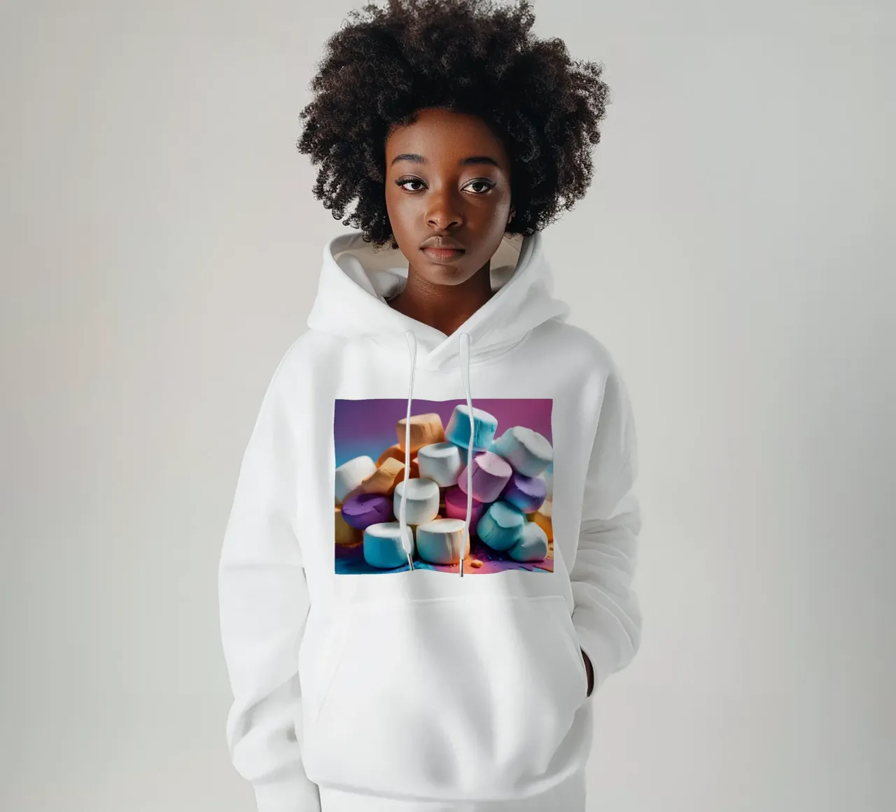 Marshmallow colorati impilati in modo giocoso felpa con cappuccio da DesignDoodle