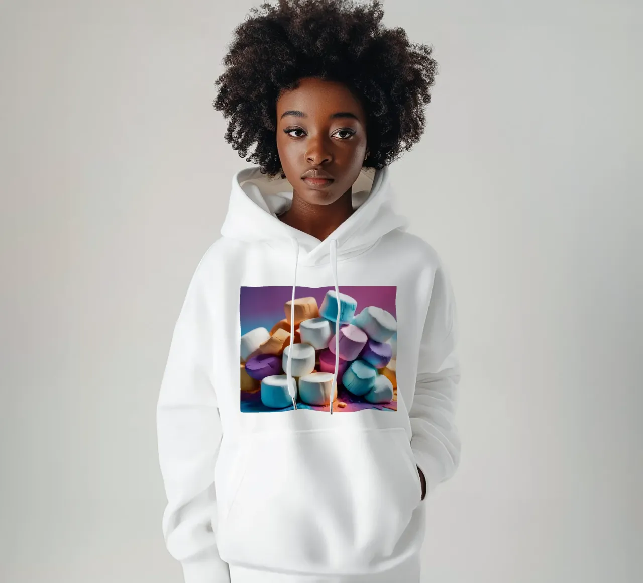 Marshmallow colorati impilati in modo giocoso felpa con cappuccio da DesignDoodle