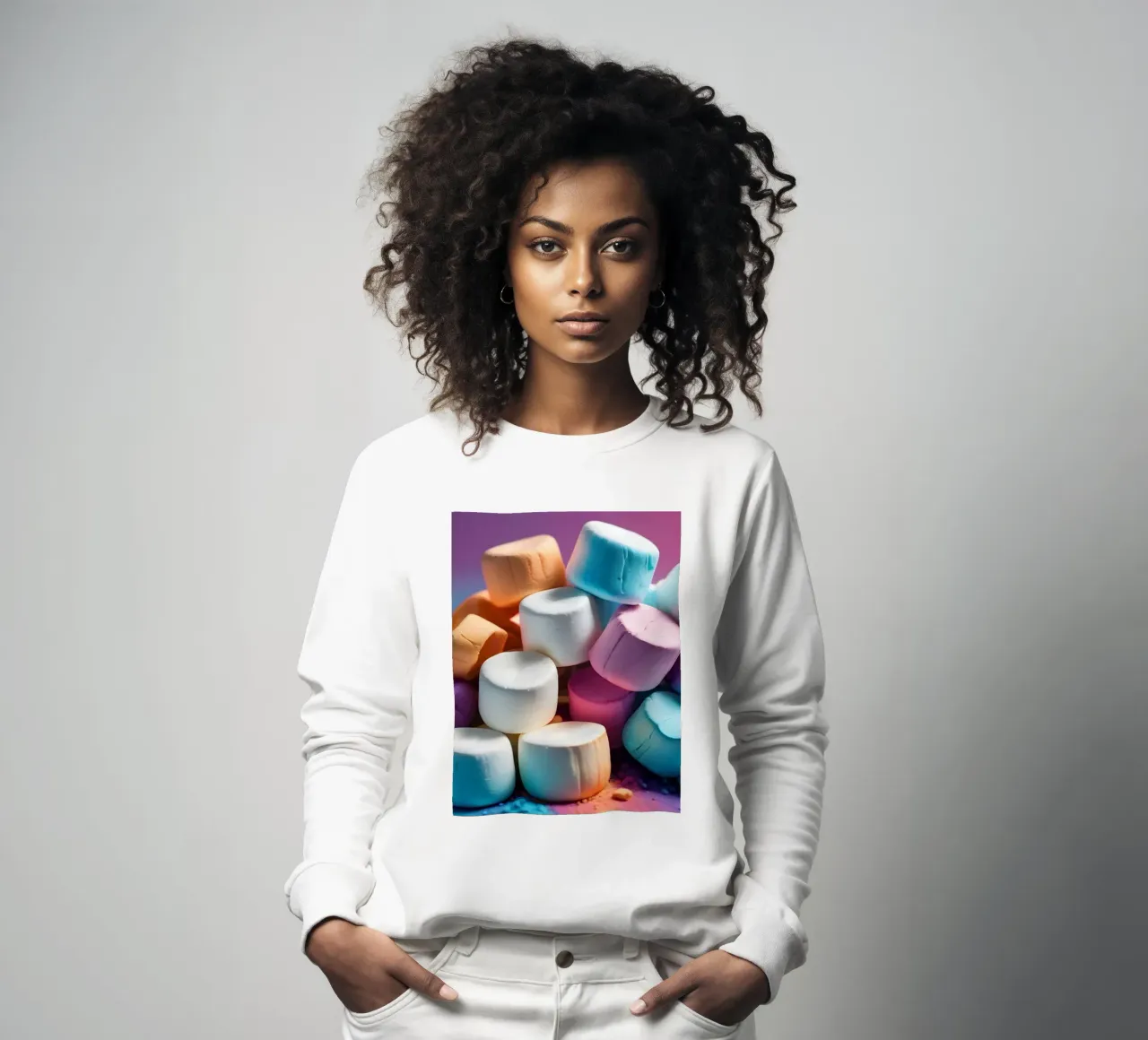 Kleurrijke marshmallows speels gestapeld sweatshirt van DesignDoodle