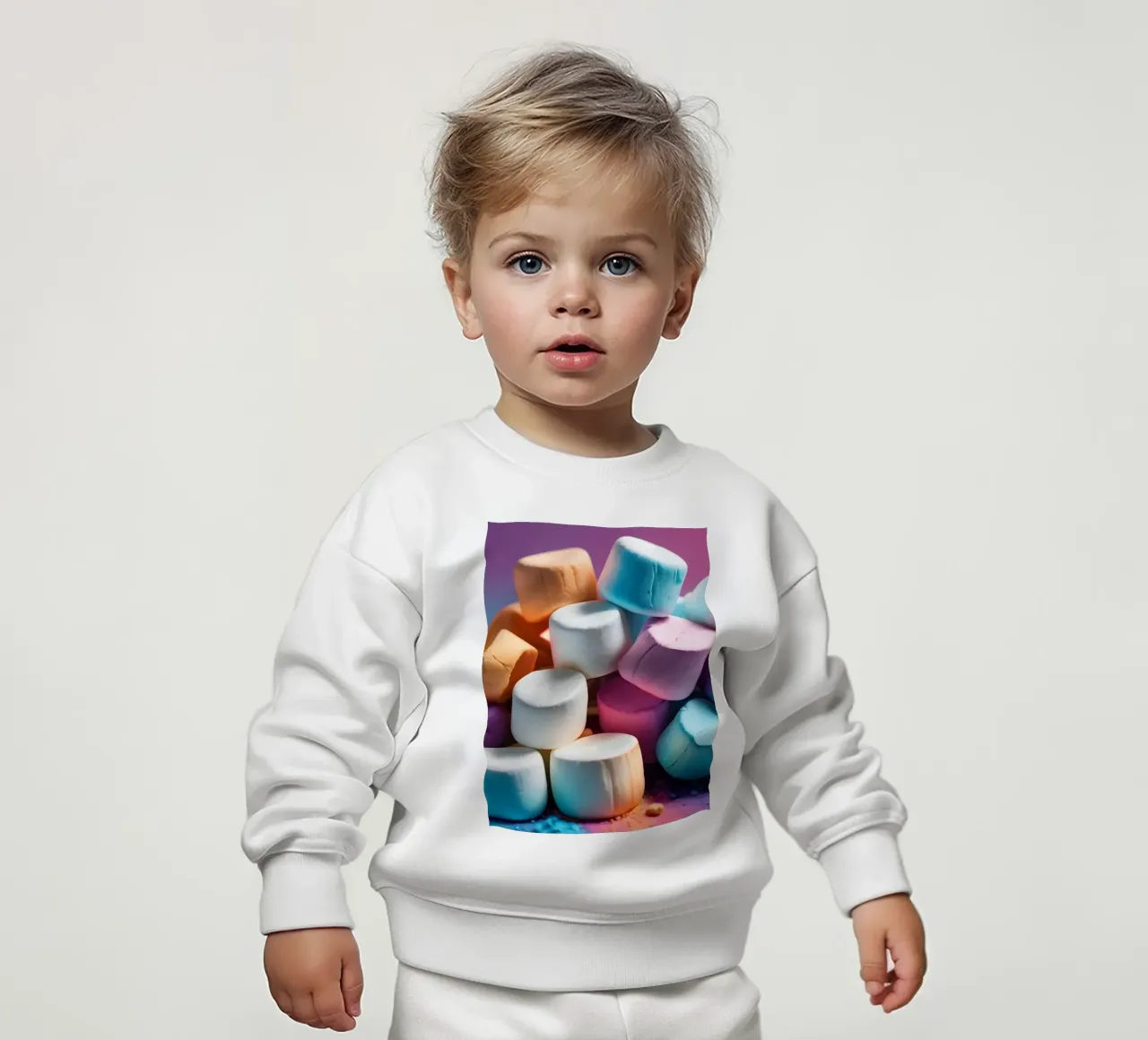 Marshmallow colorati impilati in modo giocoso felpa neonato da DesignDoodle