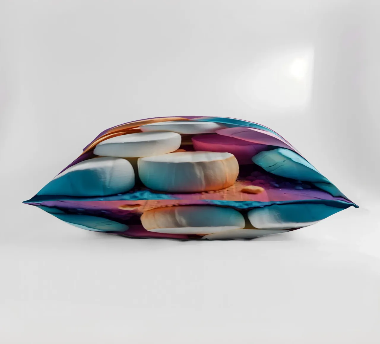 Marshmallow colorati impilati in modo giocoso cuscino da DesignDoodle