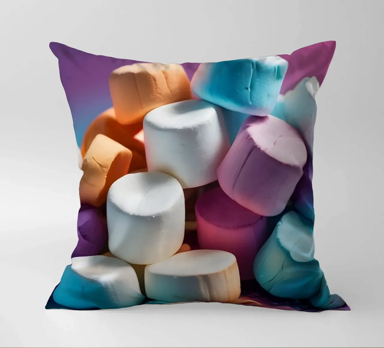 Marshmallow colorati impilati in modo giocoso cuscino da DesignDoodle