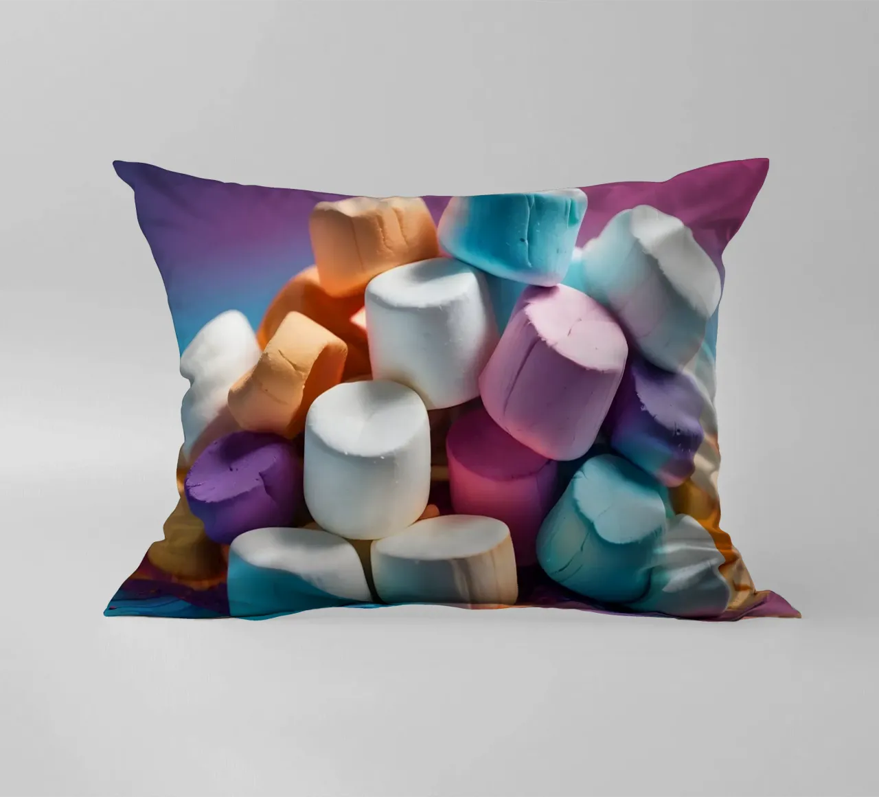 Marshmallow colorati impilati in modo giocoso cuscino da DesignDoodle