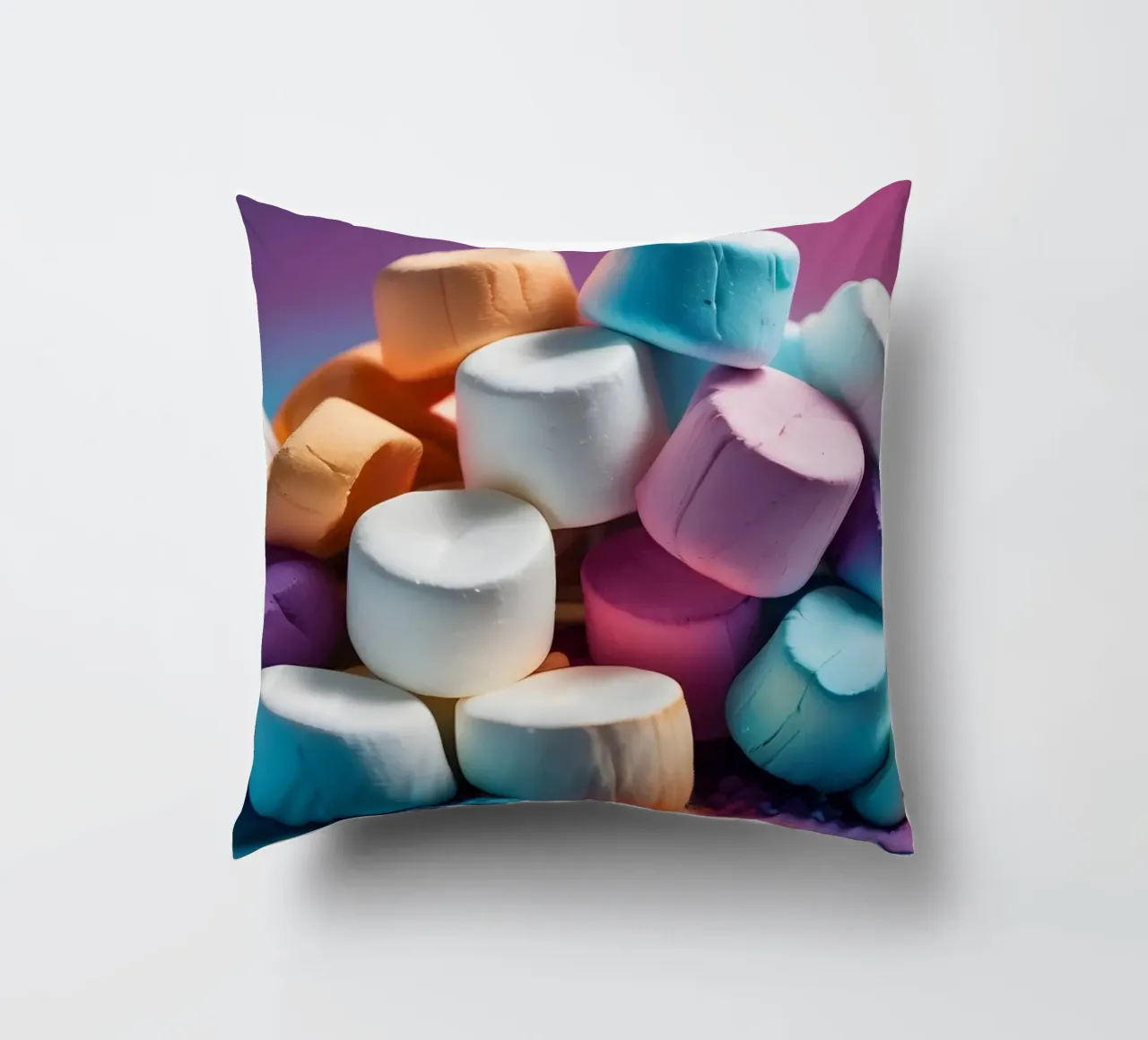 Marshmallow colorati impilati in modo giocoso cuscino da DesignDoodle