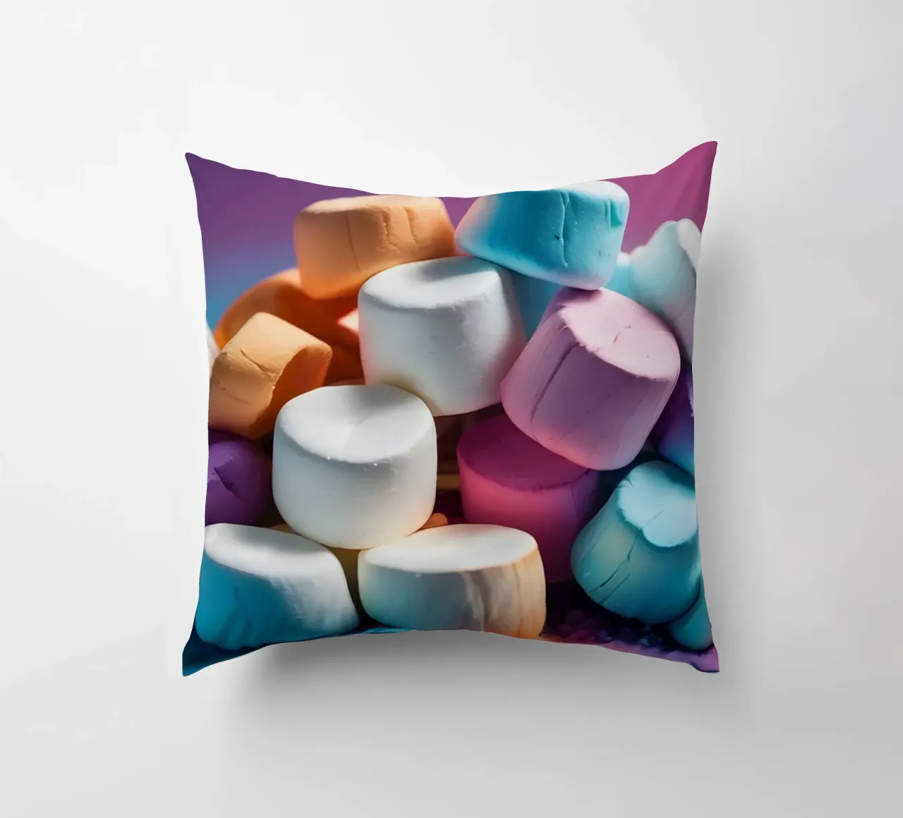 Marshmallow colorati impilati in modo giocoso cuscino da DesignDoodle