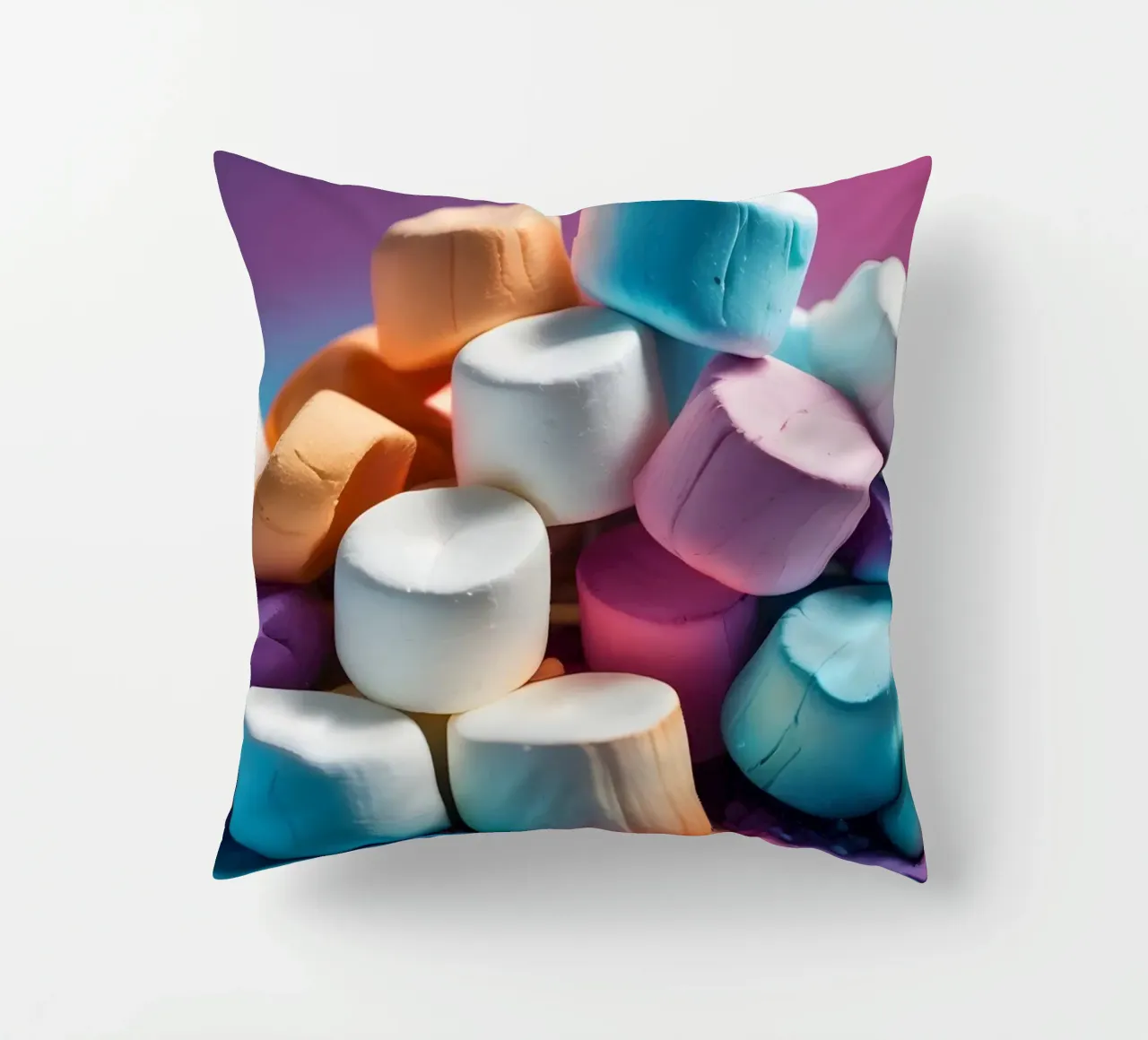 Marshmallow colorati impilati in modo giocoso cuscino da DesignDoodle