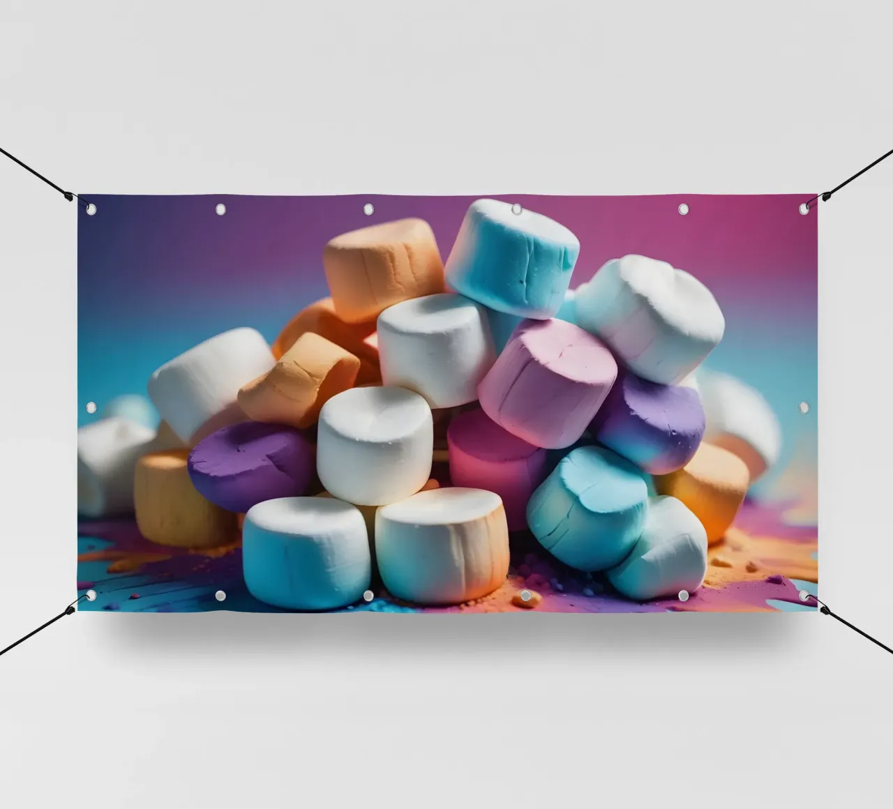 Marshmallow colorati impilati in modo giocoso telo in pvc da DesignDoodle