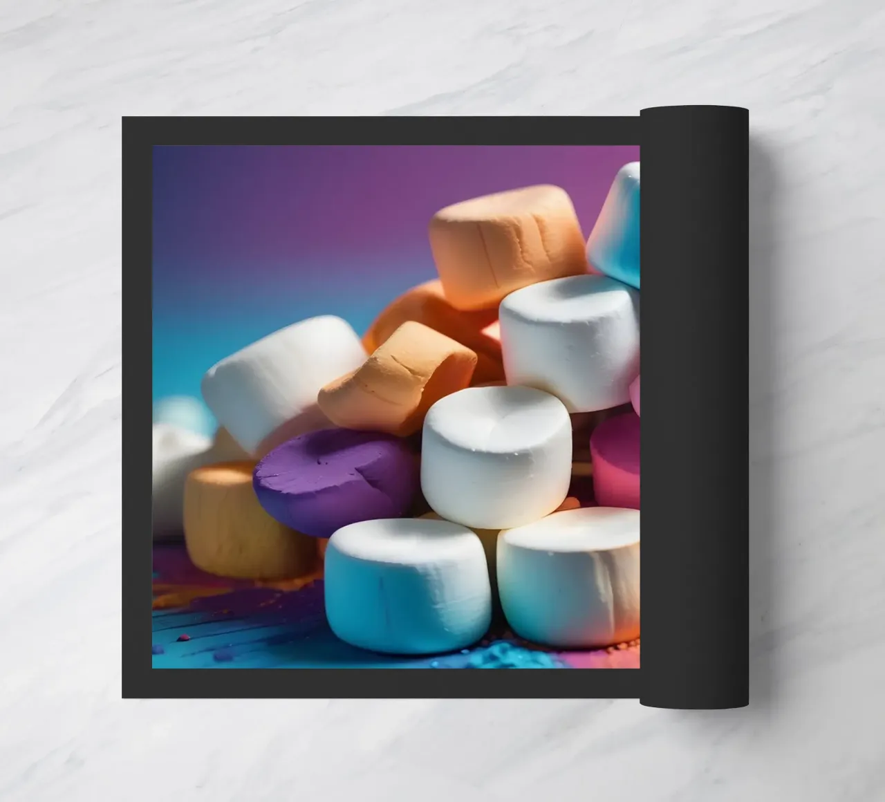 Marshmallow colorati impilati in modo giocoso zerbino da DesignDoodle