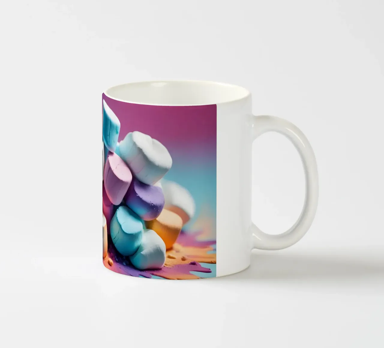 Marshmallow colorati impilati in modo giocoso tazza in ceramica da DesignDoodle