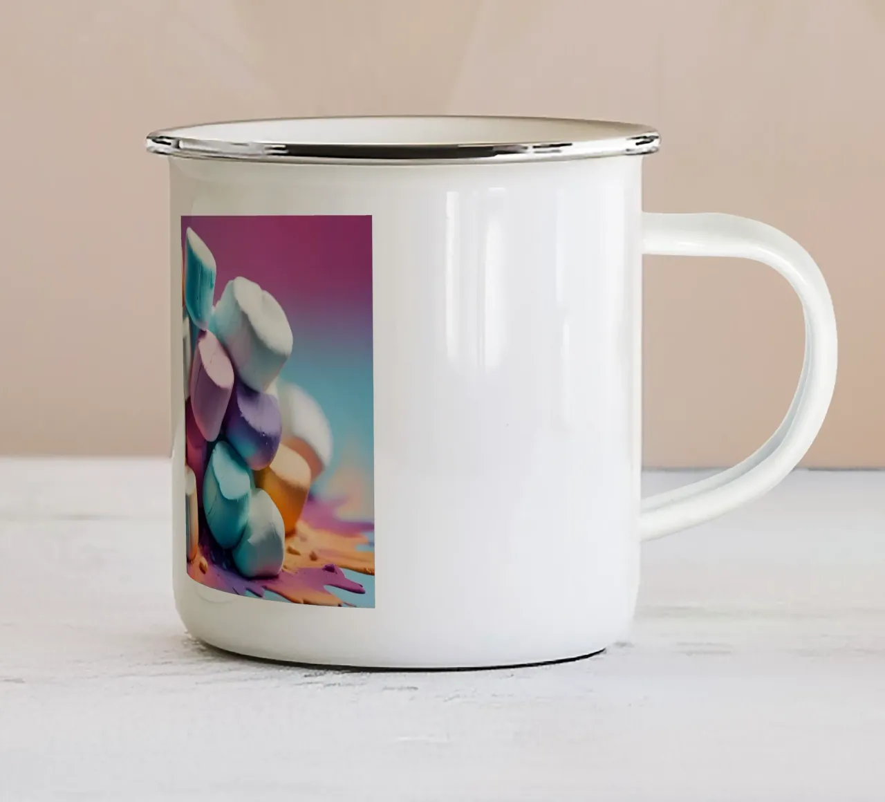 Marshmallow colorati impilati in modo giocoso tazza in smalto da DesignDoodle